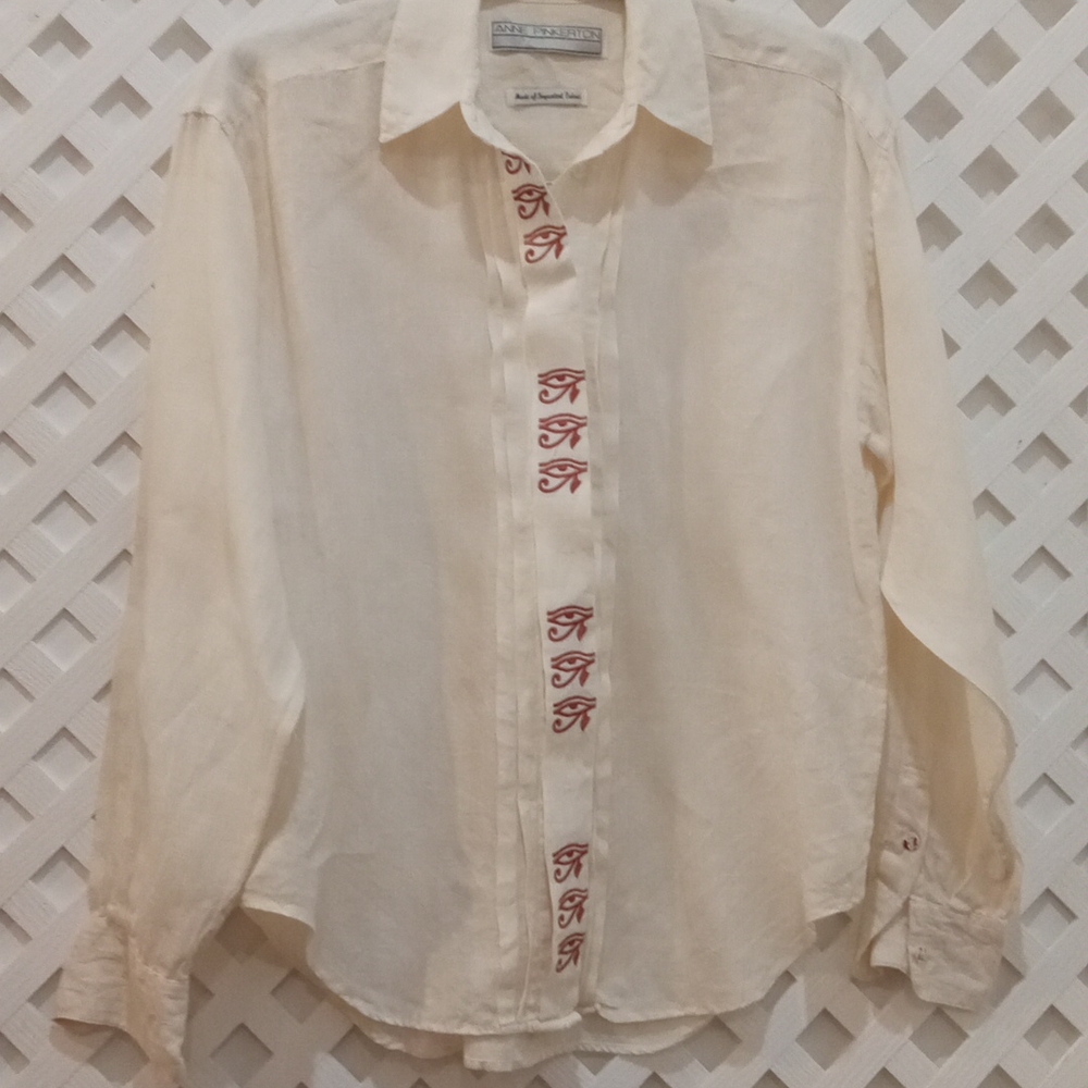 VTG Anne Pinkerton 100% Linen Embroidered Shirts